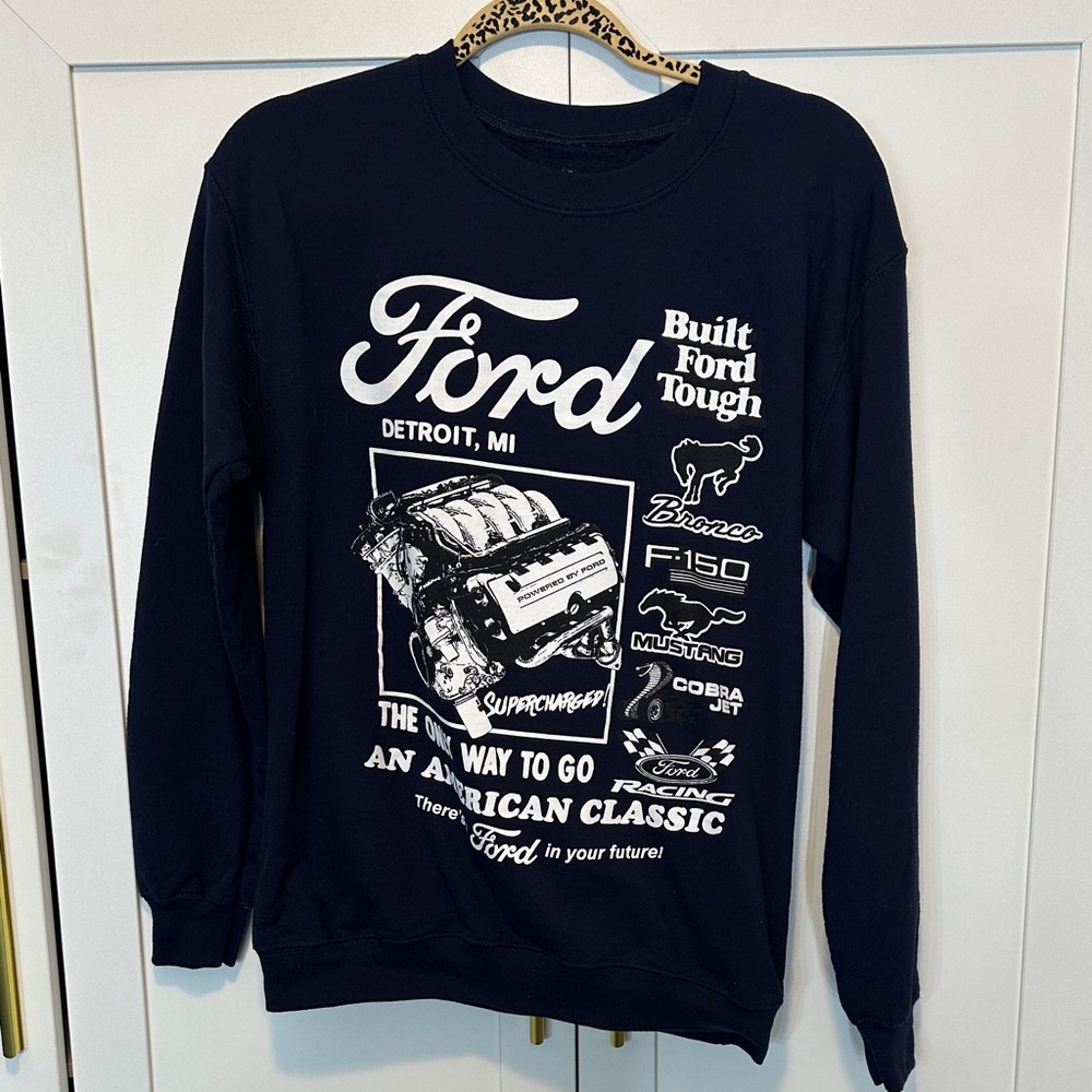 Ford Navy Graphic unisex Crewneck Sweater